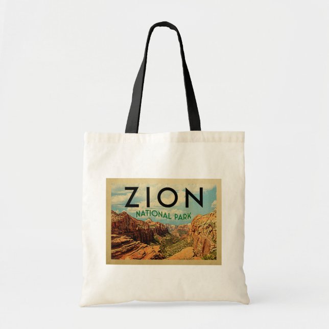 Zion National Park Vintage Travel Tote Bag (Front)