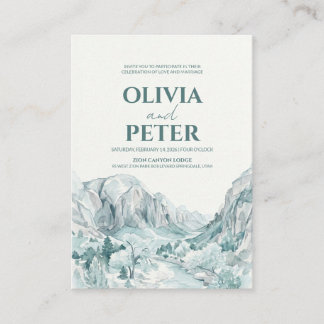 Zion National Park Watercolor Mountain Wedding Enclosure Card