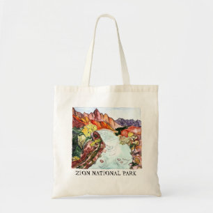 Zion National Park Watercolor Painting Colourful Tote Bag
