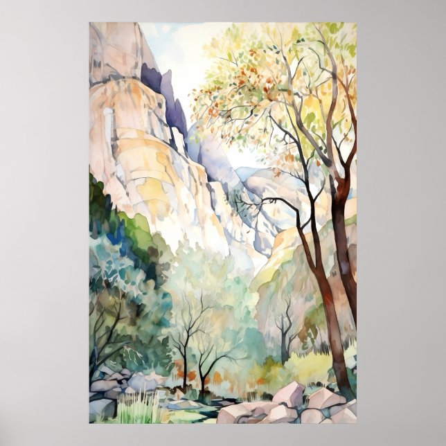 Zion National Park Watercolor Poster (Front)