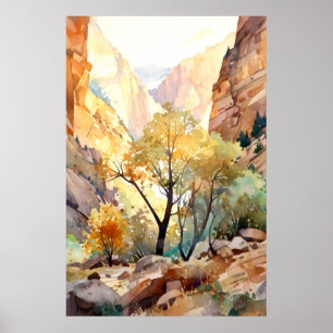 Zion National Park Watercolor Poster
