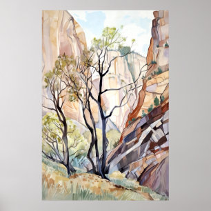 Zion National Park Watercolor Poster