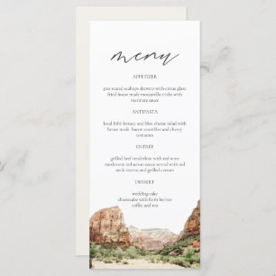 ZION National Park Watercolor Wedding Menu Cards