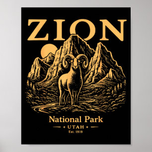Zion National Park Wilderness Hiking Camping Poster