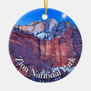 Zion National Park Winter Snow Ceramic Tree Decoration