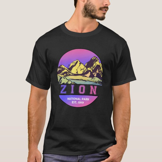 Zion National Park WPA Poster Style Graphic Utah T-Shirt (Front)
