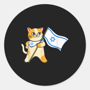 Zionist Cat Israeli Flag Pro-israel Jewish Classic Round Sticker