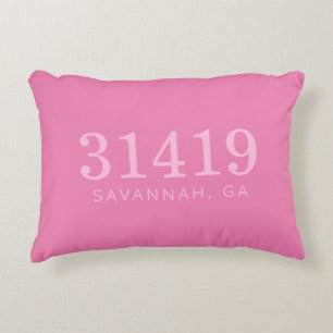 Zip Code and City The Location in Double Pink Decorative Cushion