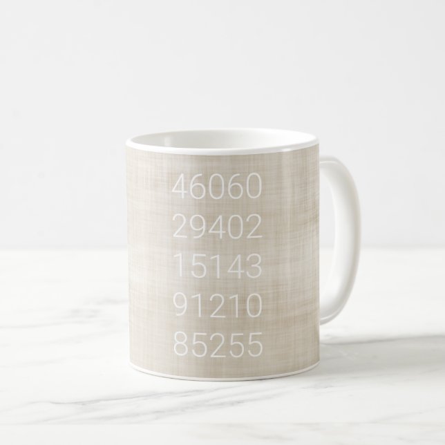 Zip Code History New Home Personalised Beige White Coffee Mug (Front Right)