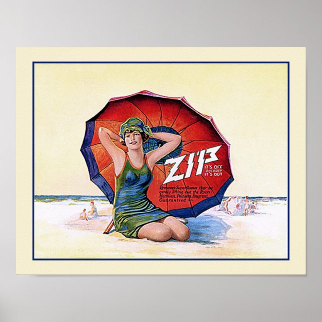 Zip Hair Remover Funny Vintage 1924 Ad Poster (Front)