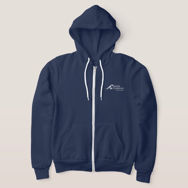 Zip Hoodie with Schola “Dot” logo on back (Laydown)