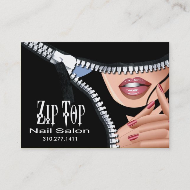 Zip It Up Business Card template (salon) (Front)
