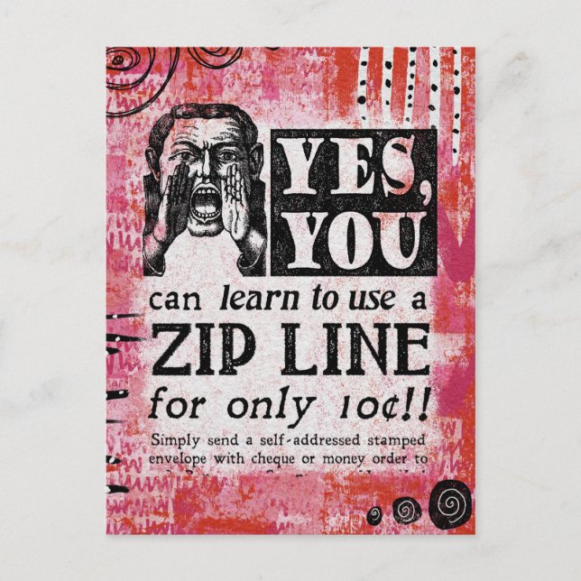 Zip Line - Funny Vintage Ad Postcard (Front)