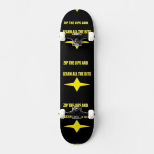 Zip the lips black yellow design skateboard