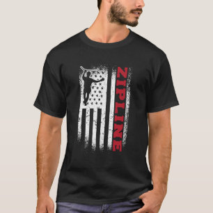 Zipline Usa American Flag 4Th Of July Zipliner T-Shirt