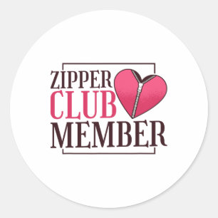 Zipper Club Member Chd Awareness Heart Disease Hea Classic Round Sticker