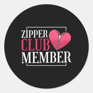Zipper Club Member Heart Disease Awareness Red Hea Classic Round Sticker