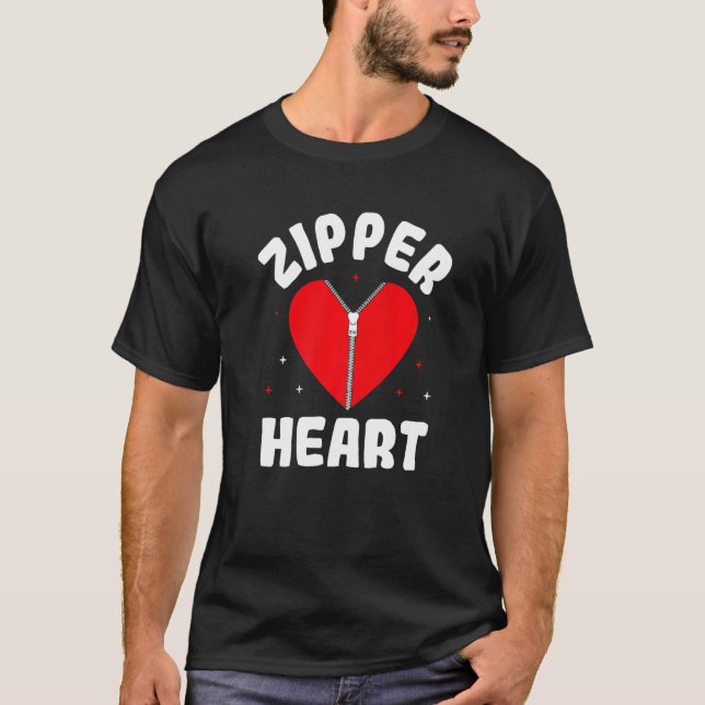 Zipper Heart Open Heart Surgeon Medical Staff Doct T-Shirt (Front)