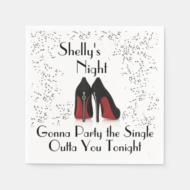 Zipper Heels Bachelorette Party Single Out Napkins (Front)