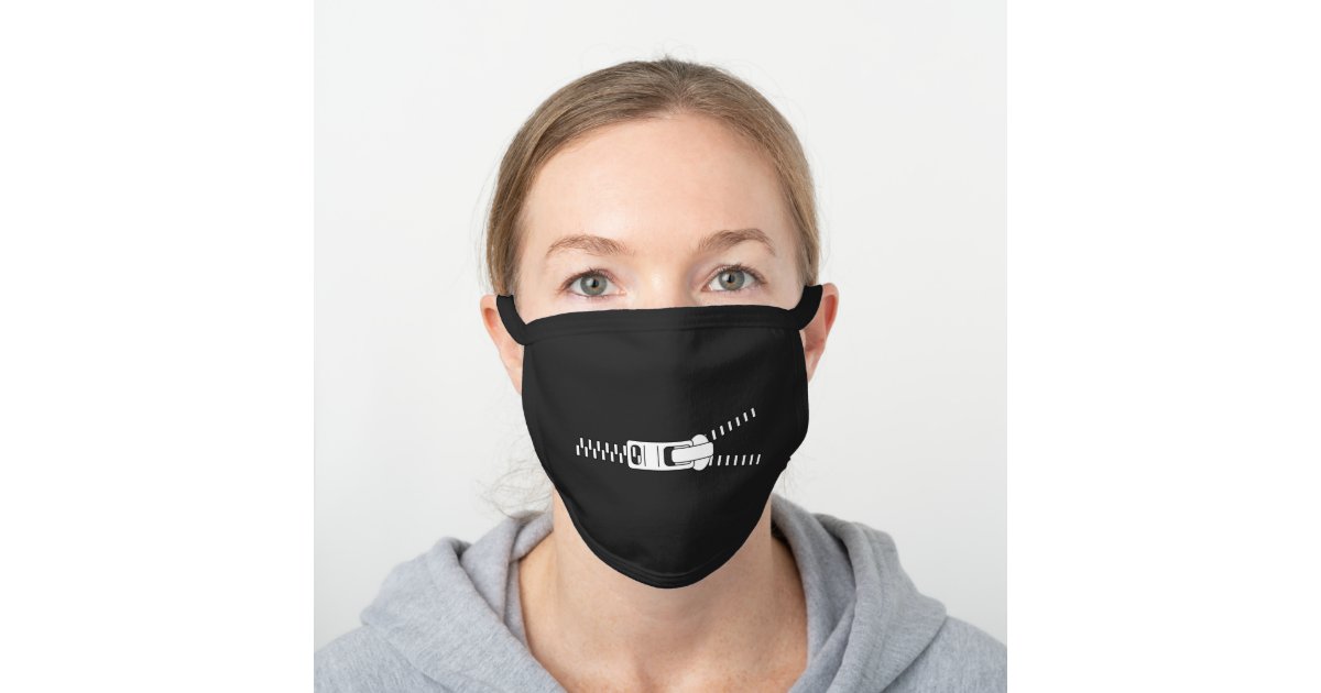 Zipper Mouth Funny Zip Lips Black Cotton Face Mask Zazzle