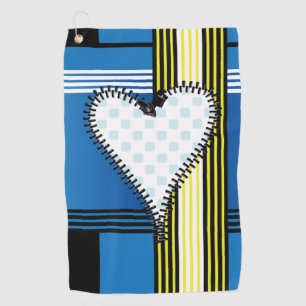 Zipper Outlined Heart Golf Towel