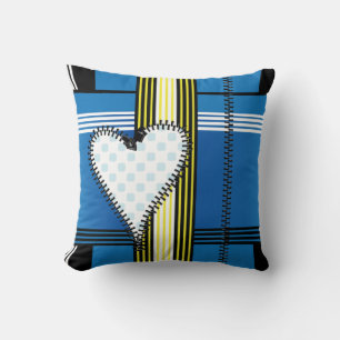 Zipper Outlined Heart Throw Pillow