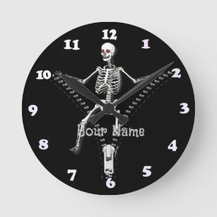 Zipper Skeleton Round Clock