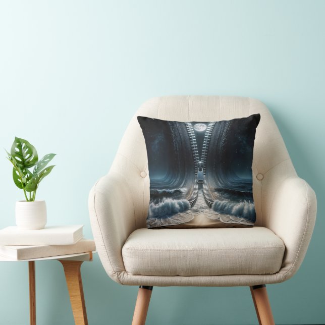 Zipper Unzipping Moonlit Ocean Cushion (Chair)