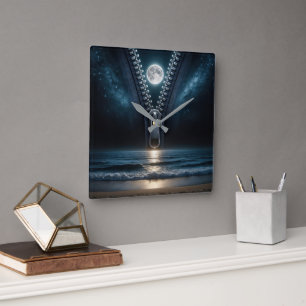 Zipper Unzipping The Moonlight Square Wall Clock