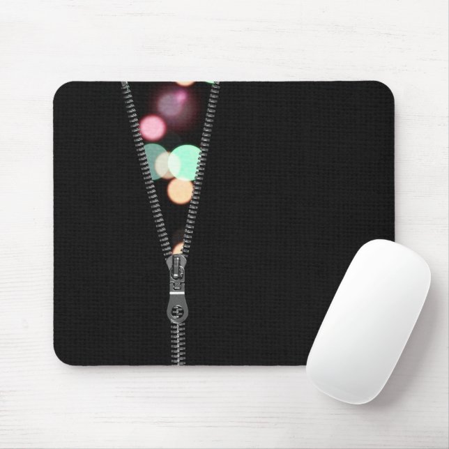 Zipper with Bokeh Lights Mouse Mat (With Mouse)