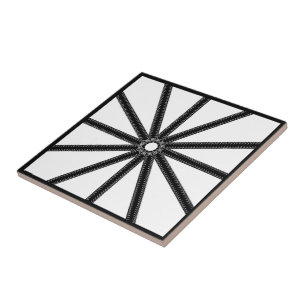 Zippered Twelve Times Black On White Symmetrical Tile