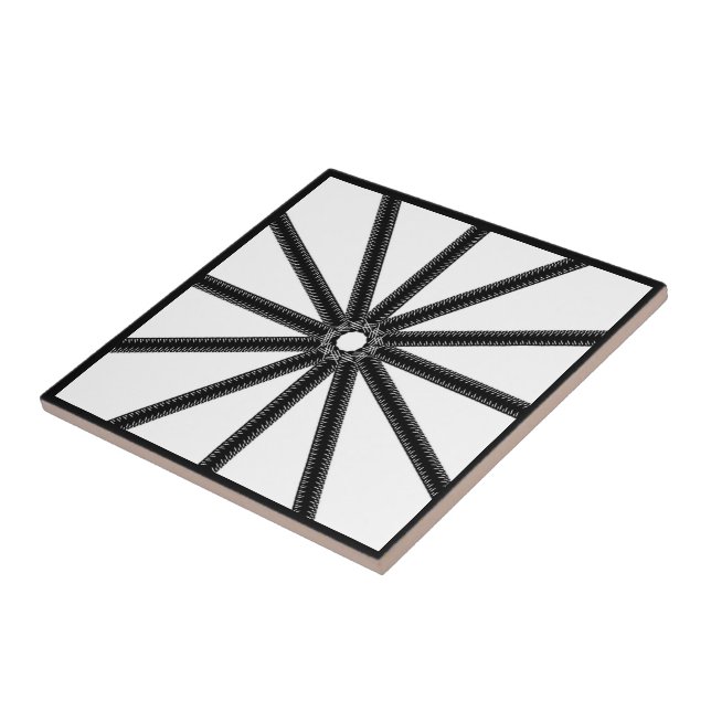 Zippered Twelve Times Black On White Symmetrical Tile (Side)