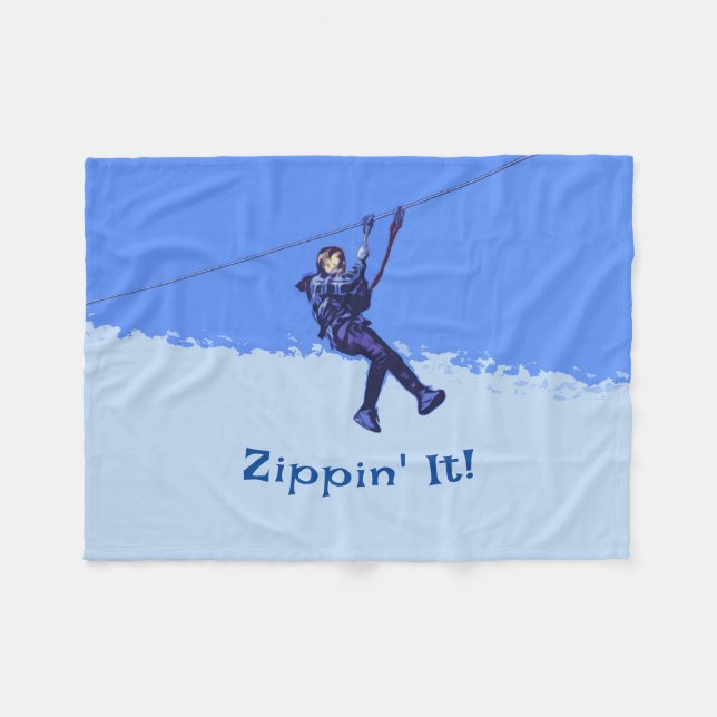 Zippin' It! - Zipline Rider Fleece Blanket (Front (Horizontal))