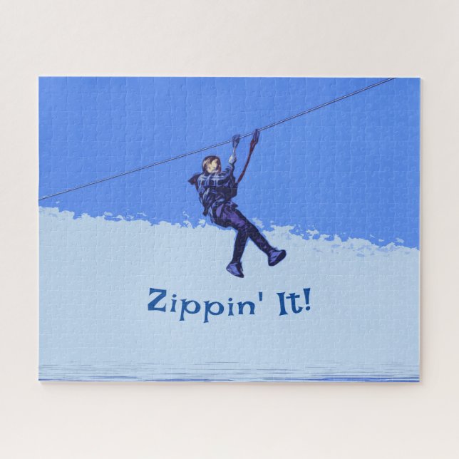 Zippin' It! - Zipline Rider Jigsaw Puzzle (Horizontal)