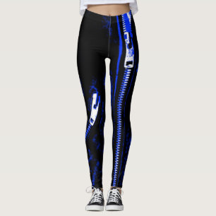 Zips Blue print leggings