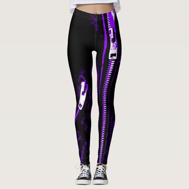 Zips Purple print leggings (Front)