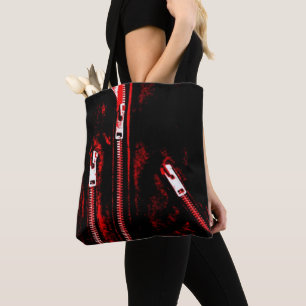 Zips Red print all over tote bag
