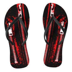 Zips Red print flip flops