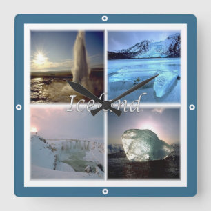 zIS002 ICELAND, Square Wall Clock