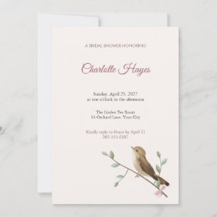 Zitting Cisticola Bird Bridal Shower Invitation