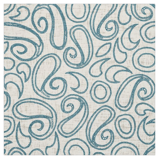 ziya cream blue fabric (Swatch)