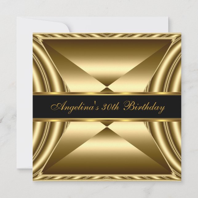 Zizzago Elegant 30th Birthday Exotic Rich Gold Invitation (Front)
