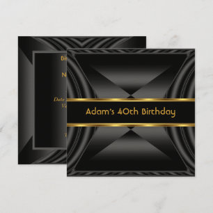 Zizzago Elegant 40th Birthday Party Black Gold Invitation