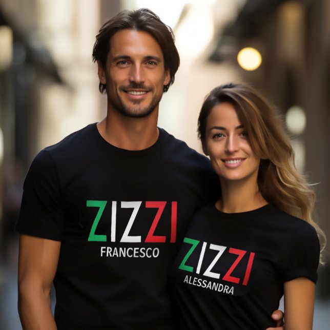 Zizzi Aunt Auntie Uncle Italian Sicilian Affection T-Shirt (Zizzi (Italian term of affection for either "Aunt" or "Uncle")
Italian Flag Font Black Tee)