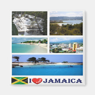 zJM003 JAMAICA I Love, Mosaic, America, Fridge Magnet