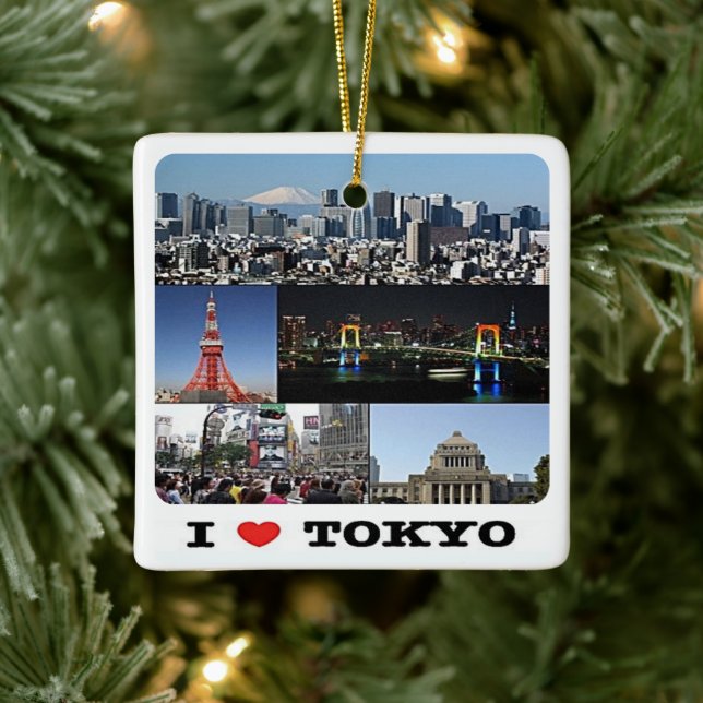 zJP003 i love TOKYO, Japan, Asia, Ceramic Ornament (Tree)