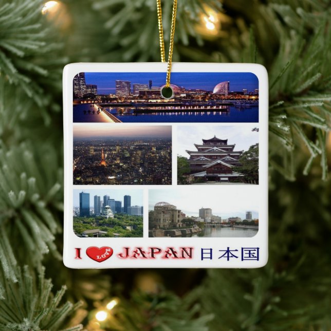 zJP007 i love JAPAN, Asia, Ceramic Ornament (Tree)