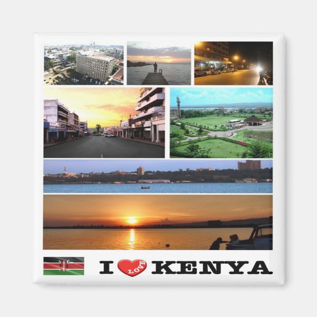 zKE010 KENYA  I Love, Mosaic, Africa, Fridge Magnet (Front)
