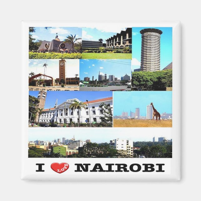 zKE015 NAIROBI Love, Mosaic, Kenya, Africa, Fridge Magnet (Front)