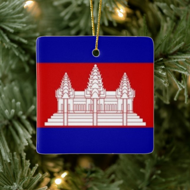 zKH001 Cambodian FLAG Cambodia, Ceramic Ornament (Tree)